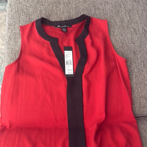 Kenneth Cole Vibrant Red and Black Blouse - Picture 1 of 2